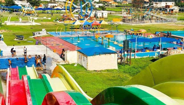 Swimming pool slide at Omu Resort