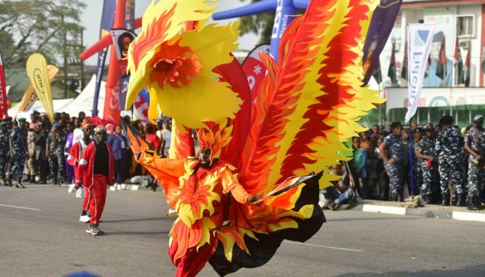 calabar festival yellow and red performers